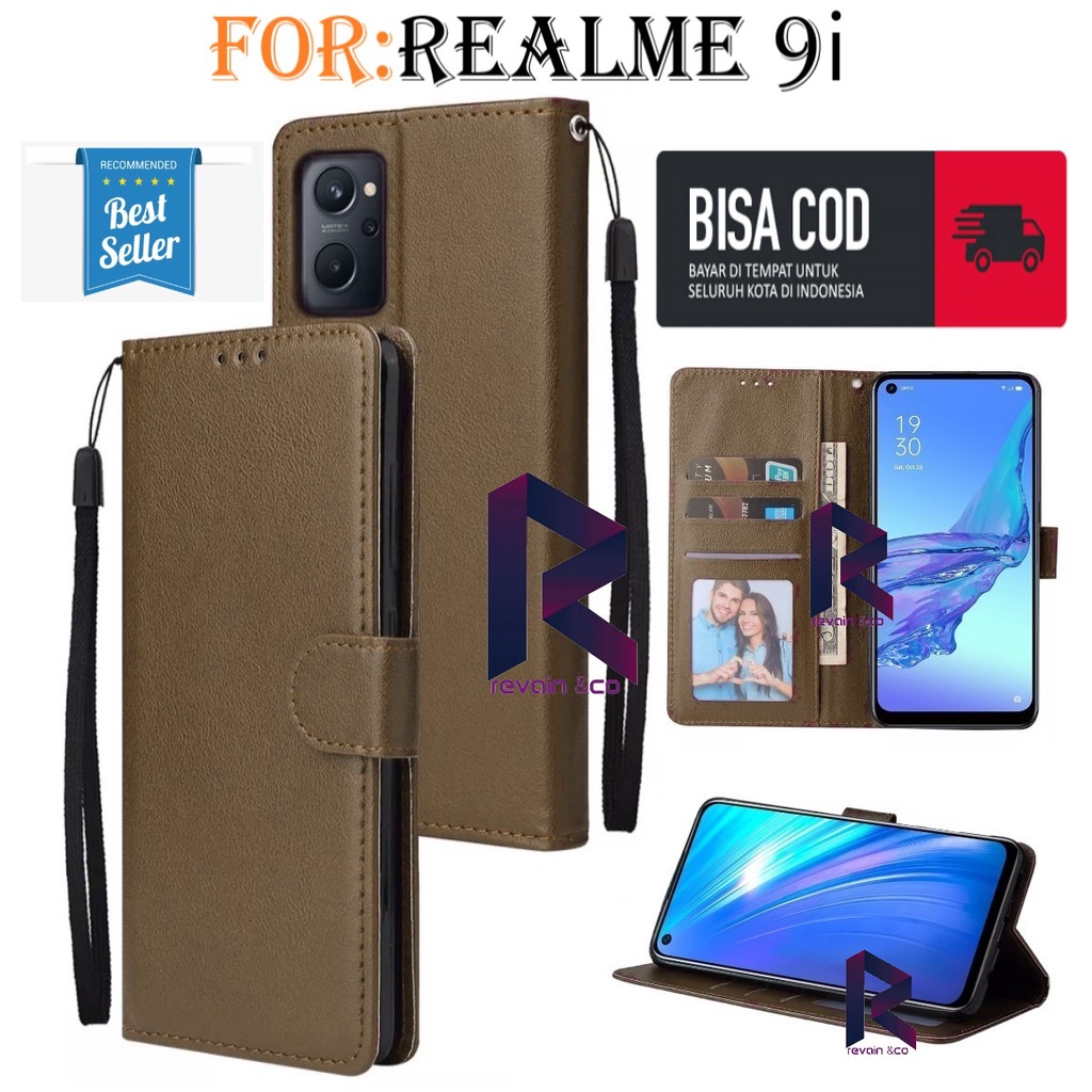 NEW REALME 9i CASE FLIP WALLET LEATHER KULIT PREMIUM SARUNG BUKA TUTUP FLIP CASE REALME 9i