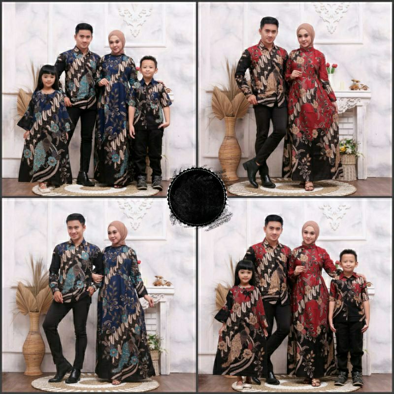 Baju Batik Couple Ayah ibu Anak Perempuan, Batik Orangtua Couple Batik
