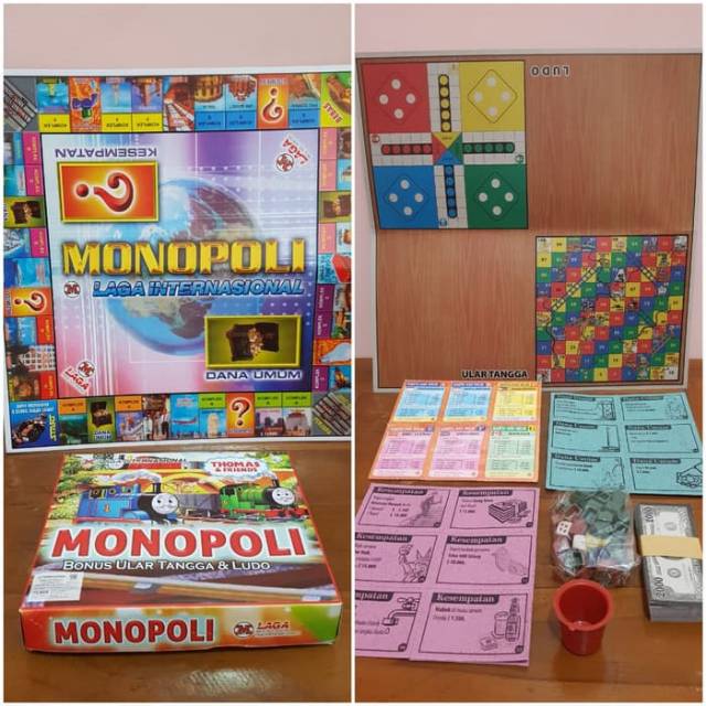 Mainan monopoli ular tangga ludo 3 in 1 internasional