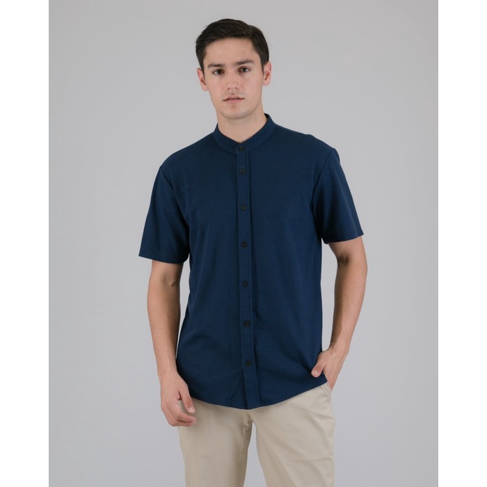 Kemeja pria LIVEHAF - Ciangi V2 SS Navy - M kemeja pria polos putih hitam jumbo lengan pendek terbar