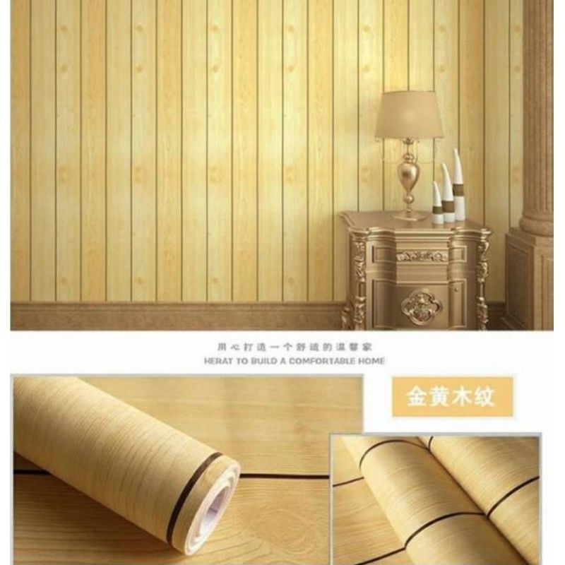 COD MANTAP WALPAPER STICKER DINDING MOTIF KAYU PARKET CREAM