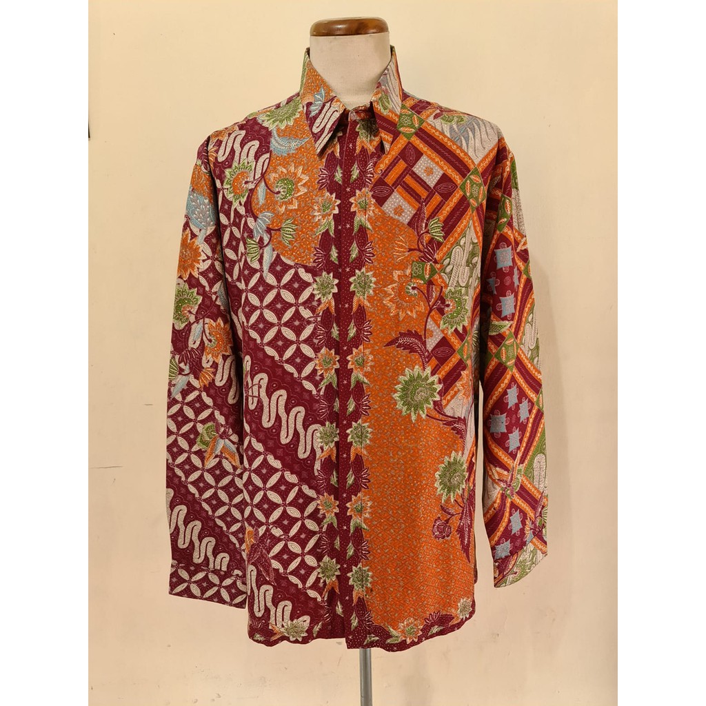 BATIK ANUGRAH GALERY // BATIK KEMEJA PAGISORE ORANGE // BATIK Pria & Wanita // BATIK untuk KANTOR, A