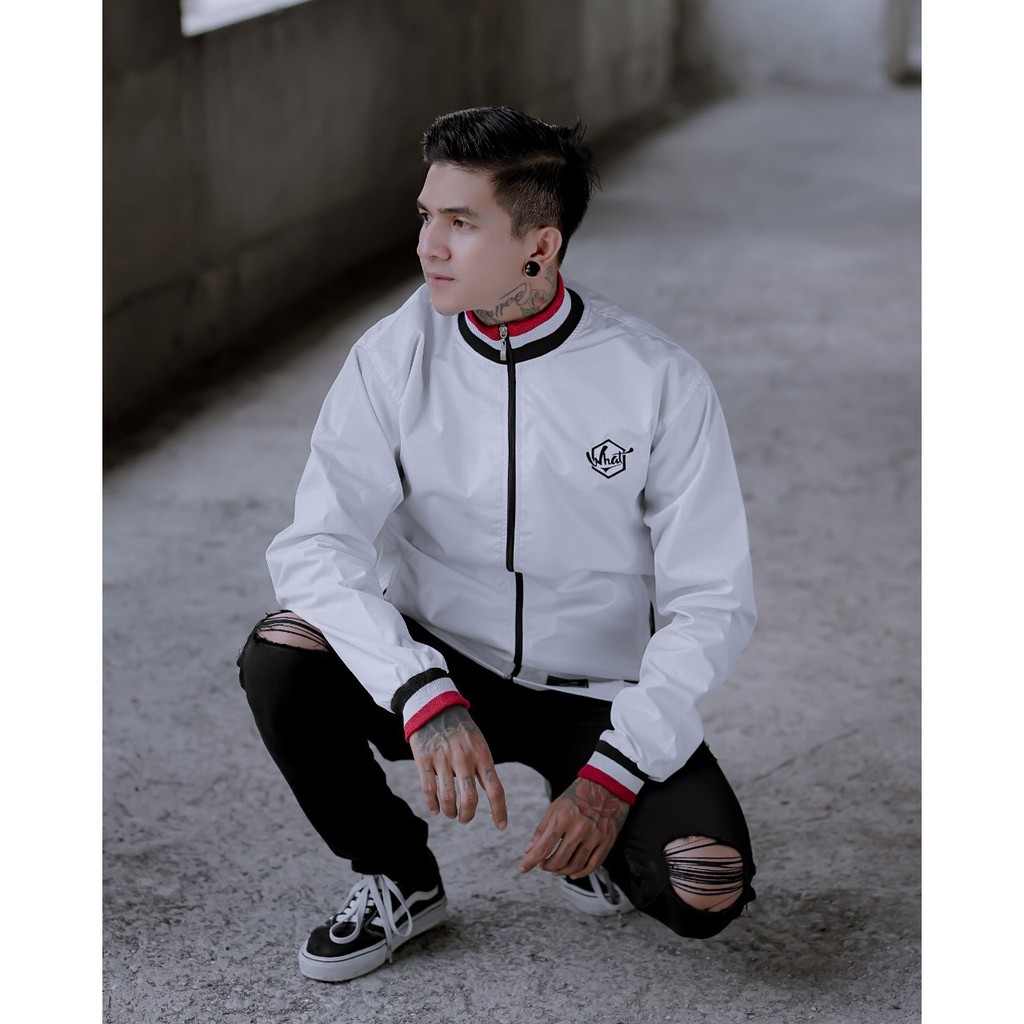 Jaket BaseBall Harrington  - Original Indigo / Cagoule  -  Jaket Distro Bandung - PUTIH