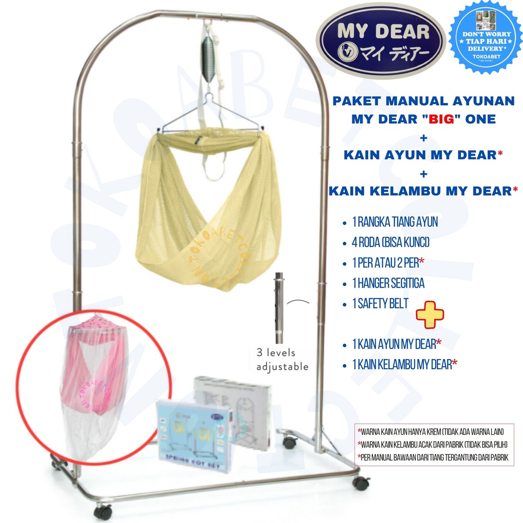 Ayunan Bayi Manual Paket ALL MY DEAR JUMBO Lengkap Kain Ayun dan Kelambu sebagai Perlengkapan Tidur Bayi sesuai Kebutuhan Anak Baby TOKOABET