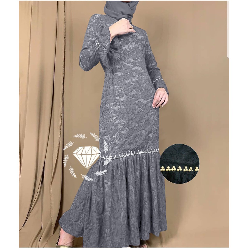 5 UKURAN M L XL XXL 3XL MAXY NURHALIZA DUYUNG FASHION PAKAIAN WANITA DRESS GAMIS MAXI BRUKAT PART 1 MS ADA VIDEO REAL-Abu