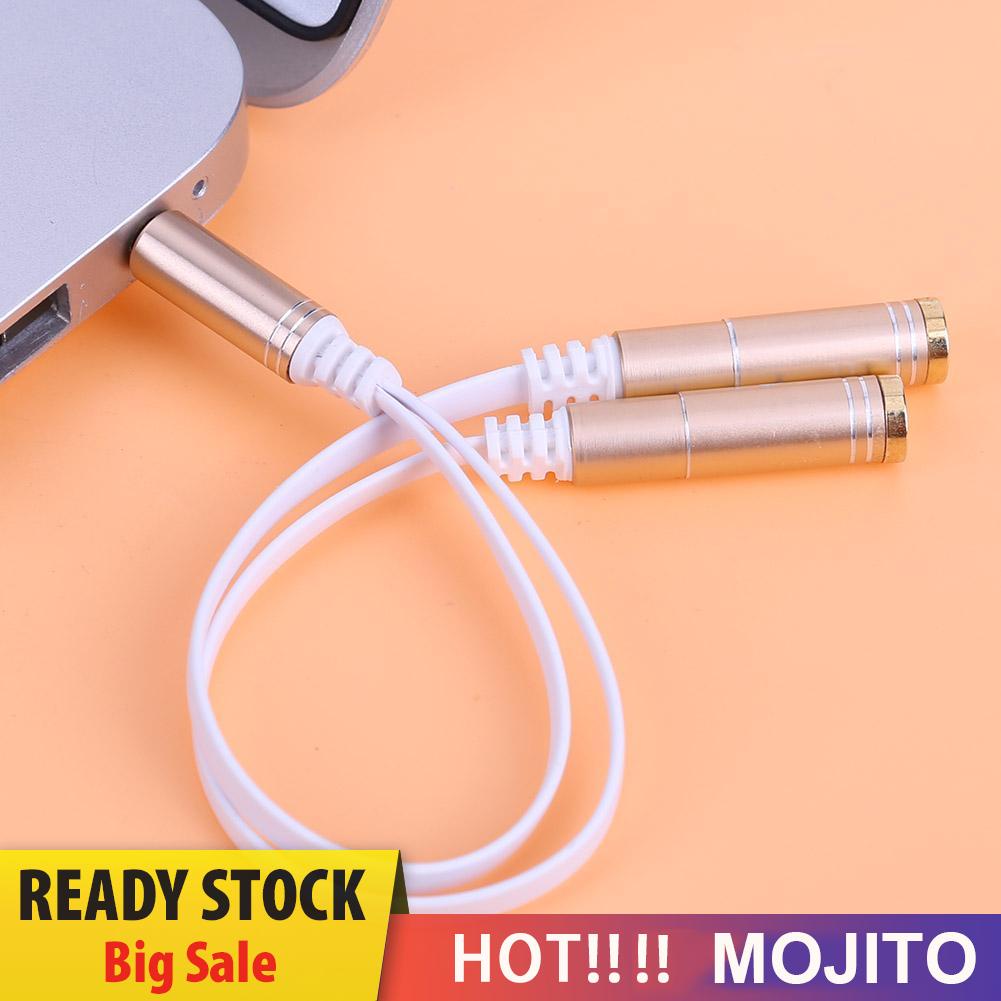 MOJITO 3.5mm Stereo Audio Male to 2 Female Headphone Mic Y Splitter Cable Adapter