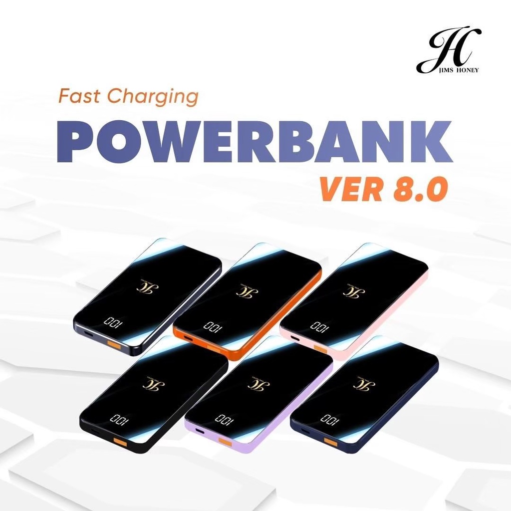JIMS HONEY JH POWERBANK Versi 8.0 PB Fast Charging 10.000 mAh Auto Cut Protection Jimshoney Power Ba