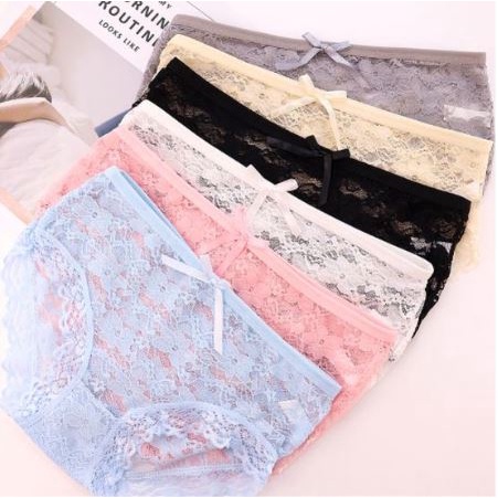 RSB CD098 CD Brukat Women Bunga Panties Wanita Celana Pakaian Sexy Polos Lace Flower