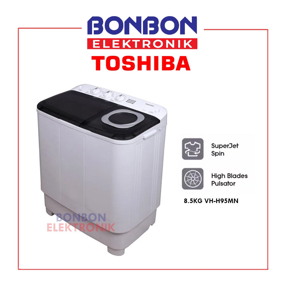 Toshiba Mesin Cuci 2 Tabung 8.5KG VH-H95MN / VHH 95 MN / VHH95MN