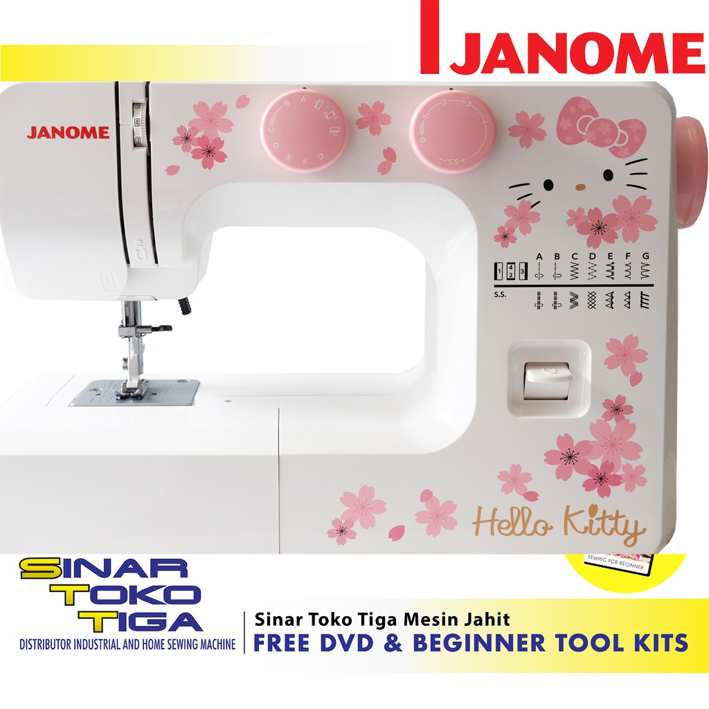 JANOME HELLO KITTY NS 322P PINK NS 322R RED NS322P NS322R MESIN JAHIT PORTABLE NS 322 P NS 322 R