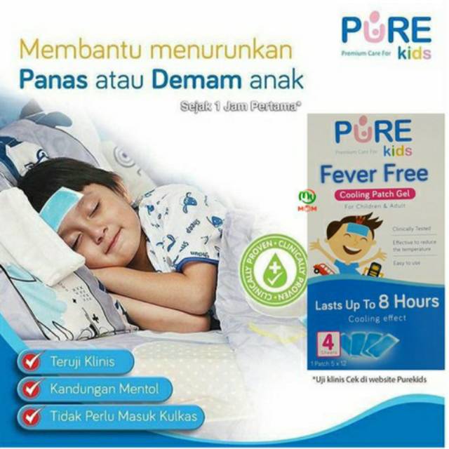Plester Demam Pure kids Fever Free isi 4 / Plester Demam Anak