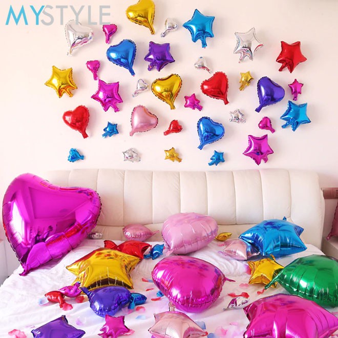 AVVET Balon Foil Love Star Wajik Balon Foil Bentuk Bintang Dan Hati Balon Foil 9,5 inch / 25 cm Balon Pesta Balon Dekorasi Satuan Murah