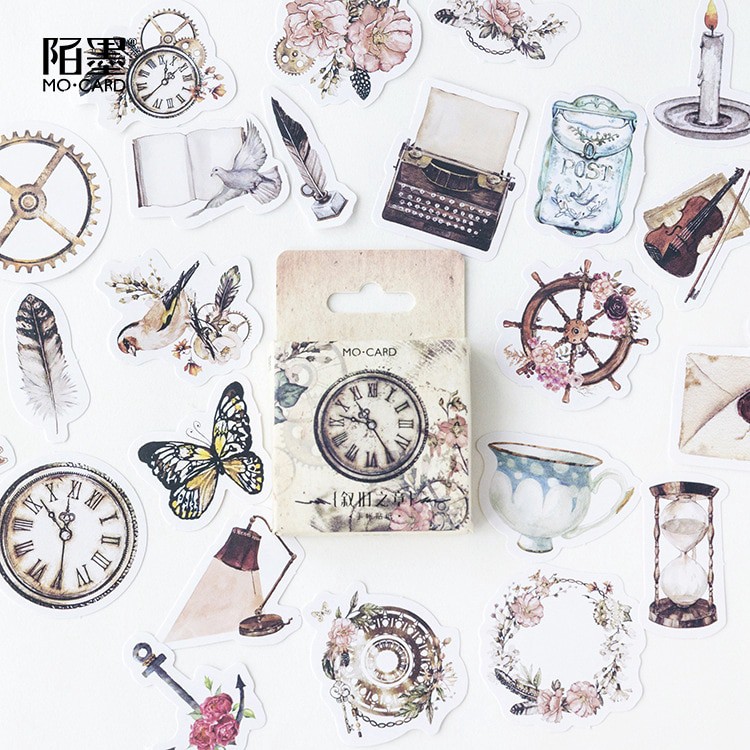 

45Pcs Stiker Desain Vintage Aesthetic untuk Scrapbook / Jurnal / Diary BulletJurnal Sticker