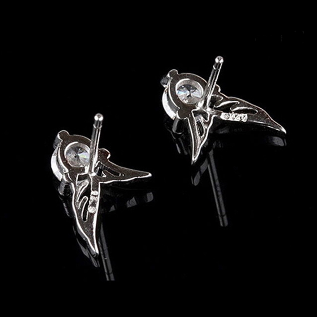 OW@ Earrings Exquisite Angle Wing Pattern Plated Silver Rhinestone Women Ear Studs for Women