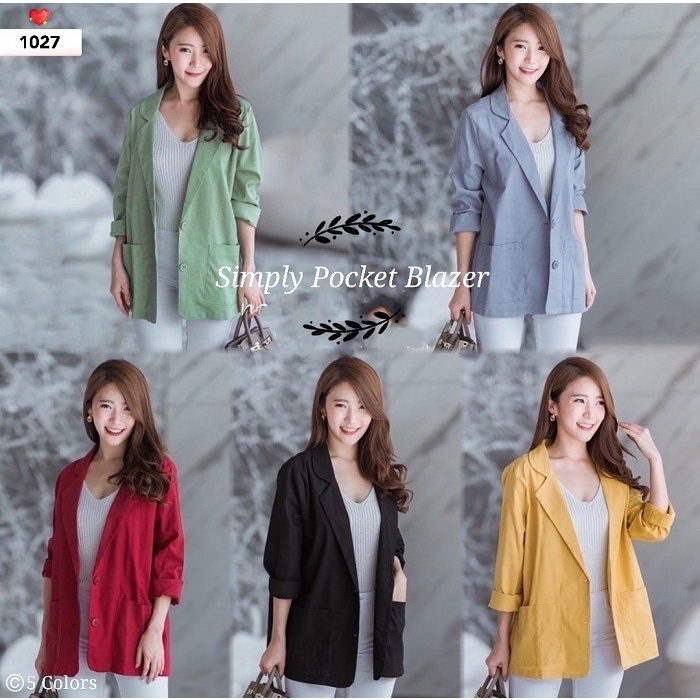 Simple Pocket Blazer | Blazer Simple | Blazer Polos | Blazer Kekinian | Blazer Wanita | Outer Blazer