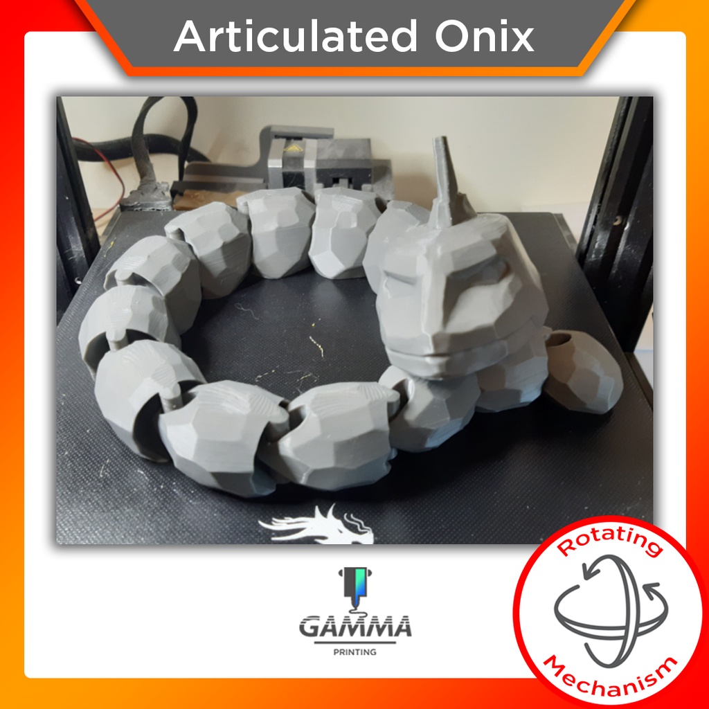 Articulated Onix Pokemon Toy Mainan Anak Fleksibel Artikulasi