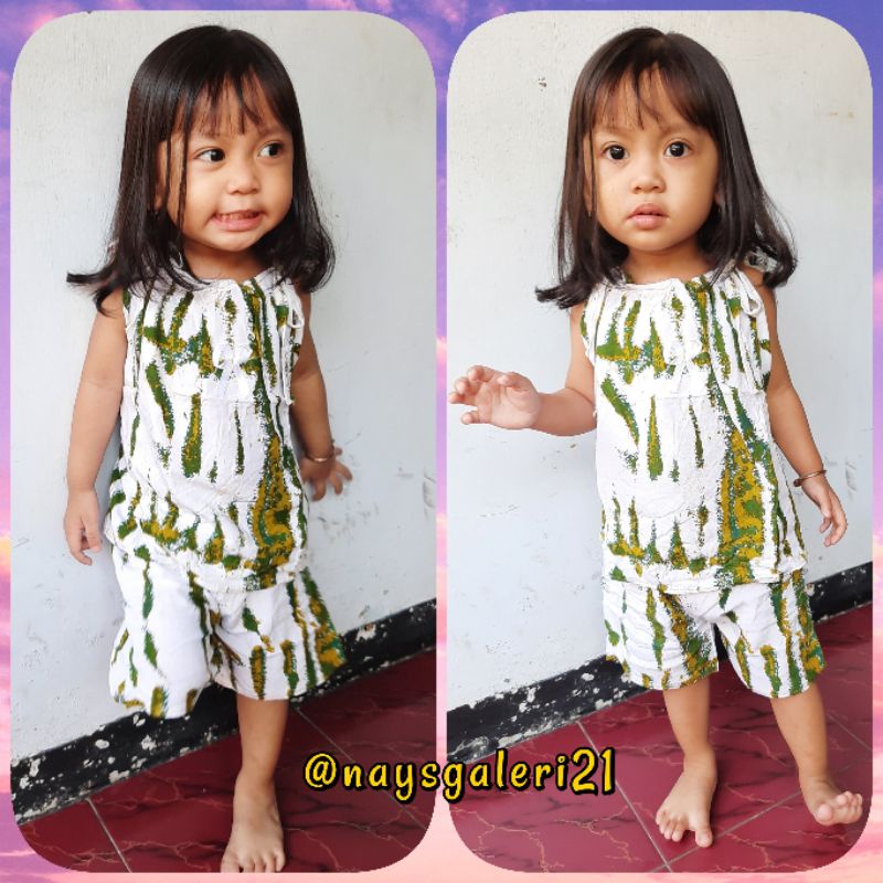 SETELAN BAJU ANAK MODEL TALI / DASTER PAKAIAN BALITA USIA 1 2 TAHUN / PILIH MOTIF BUNGA BATIK COD