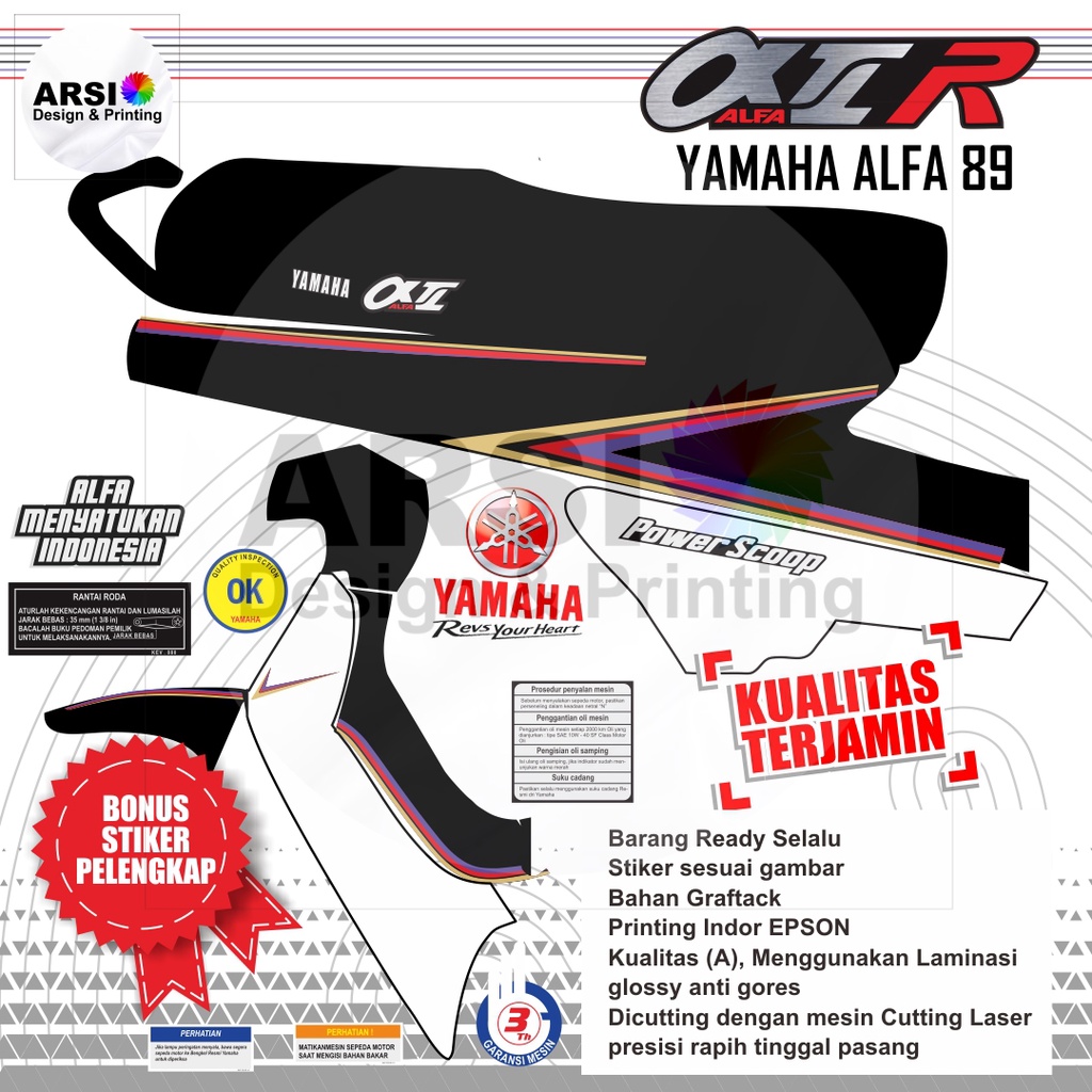 STRIFING YAMAHA ALFA 89 STIKER YAMAHA ALFA 89 LOGO YAMAHA ALFA 89