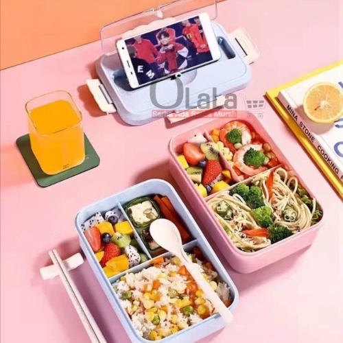 Lunch Box Set Kotak Bekal Makan Wheat Straw 4 in 1 CH-4261