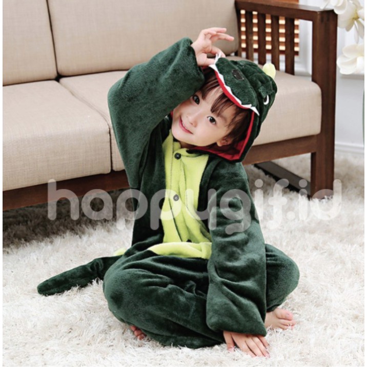 ONESIE PIYAMA KOSTUM ANAK - DINO GREEN PINK RED KID