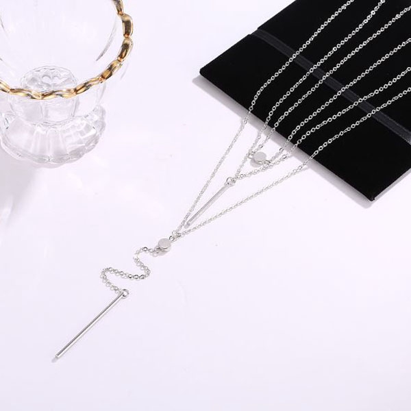 OILA kalung multi layer simple vertical bar three layer necklace (1G3) jka181