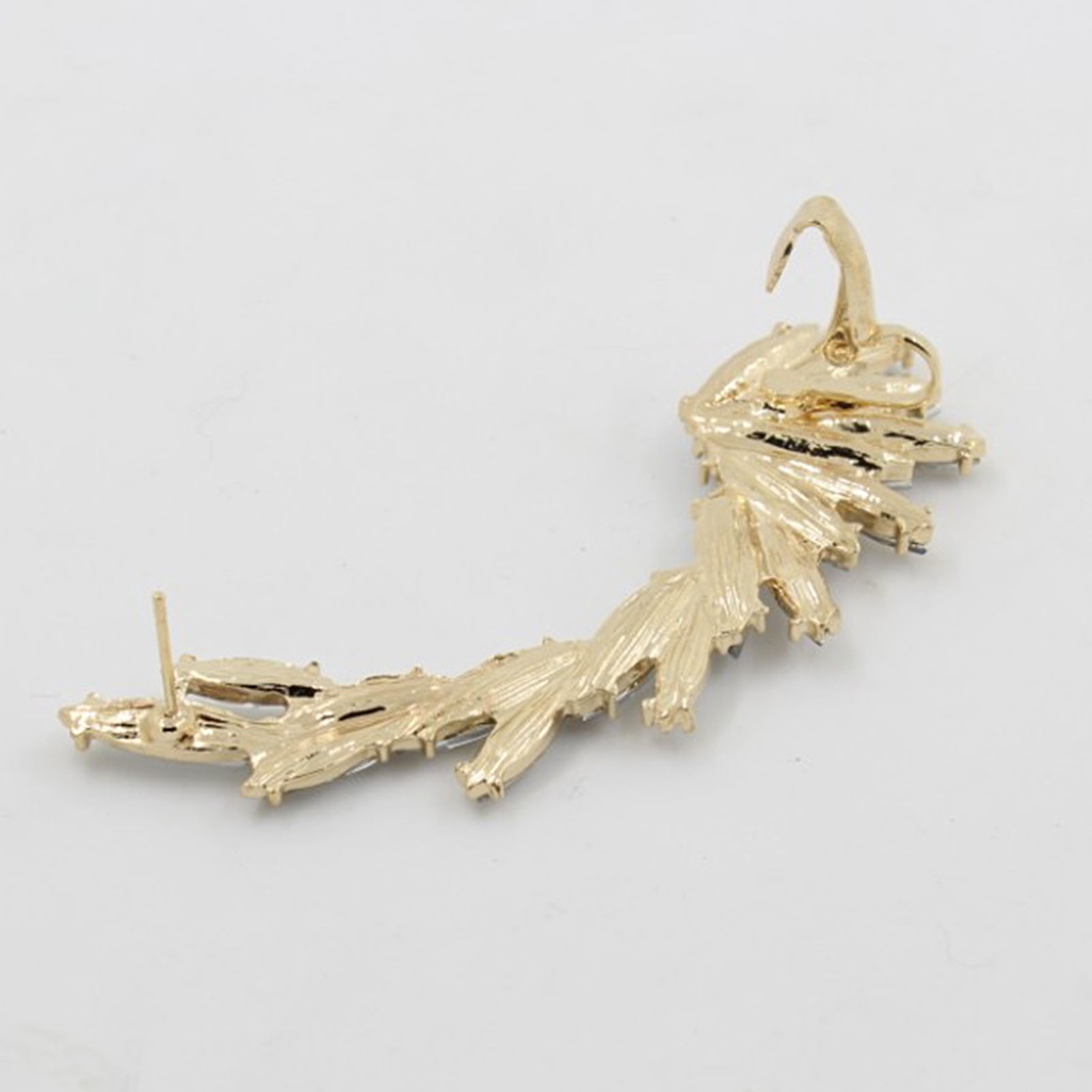 Hu Hu Hu Hu Hu Alat Bantu Pasang Kacamata♡ 1pc Anting Klip Bentuk Daun Aksen Berlian Imitasi Gaya Boho Tahan Lama Untuk Pesta