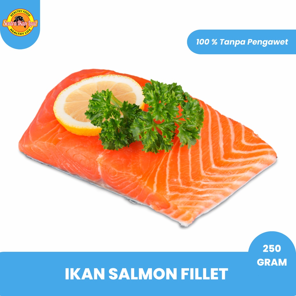 

Salmon Fillet Premium 250 Gram Beku Seafood Frozen