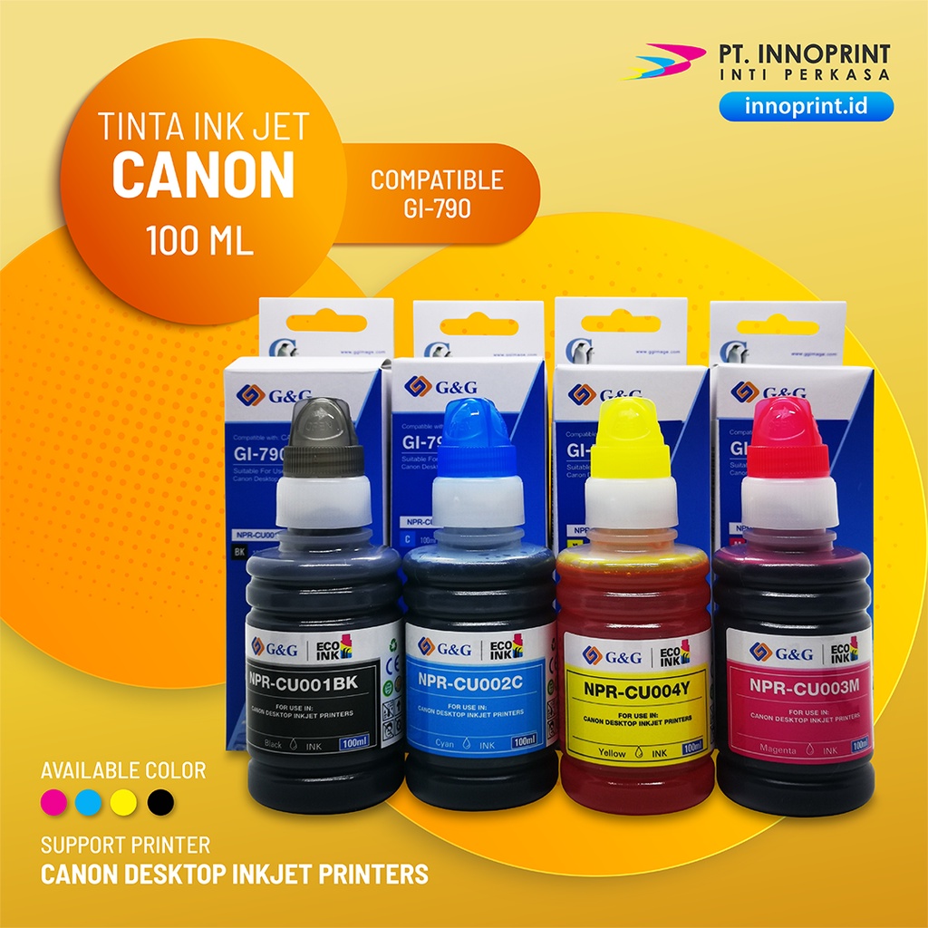 Tinta Canon G&amp;G Original Compatible GI-790 Printer Canon PIXMA G1000/2000/2002/3000/G4000