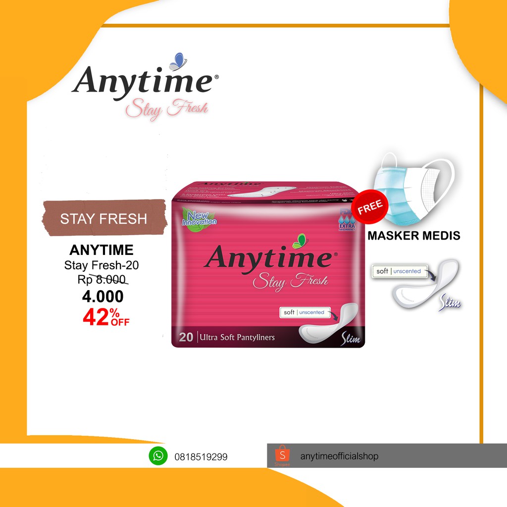

Anytime Stay Fresh Isi 20 Pad - Avail To Compare Natesh Sirih Pantyliner