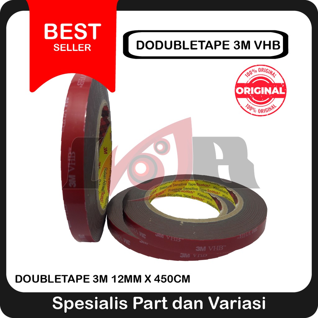 Double Tape 3M VHB 4900 size 12mm 450cm Lem Dobel Perekat Automotive