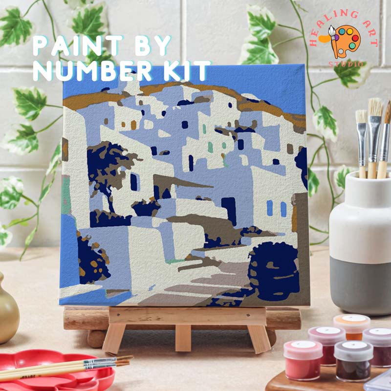 

Paint by number lukisan bangunan city ver 2 canvas 20x20 cm / painting kit / set melukis