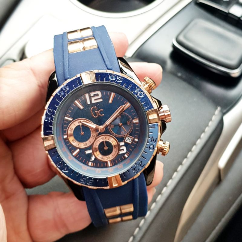 Jam Tangan Pria Sport premium Gc Rubber tanggal Aktif & Chrono on free box