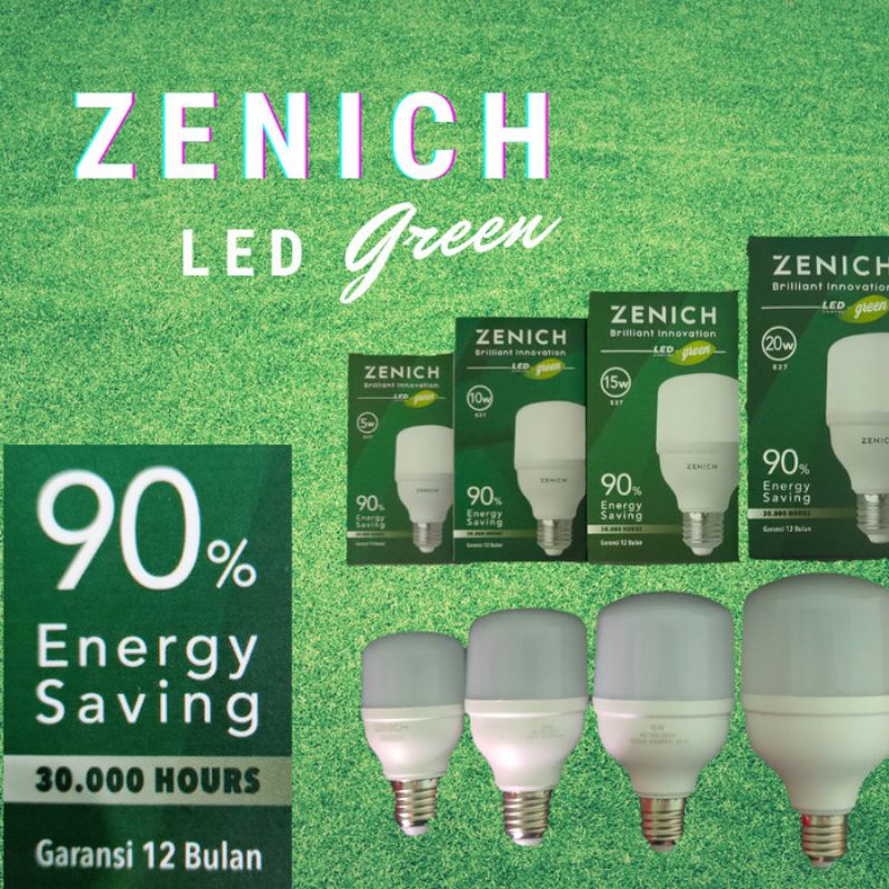 Lampu LED 10 Watt Model Tabung Merk Zenich Garansi 1 Tahun