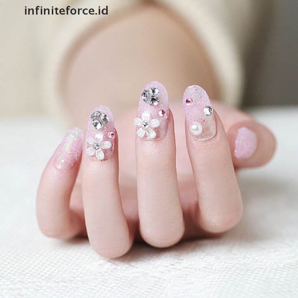 (Infiniteforce.Id) 24pcs / Set Kuku Palsu Akrilik 3d Untuk Nail Art