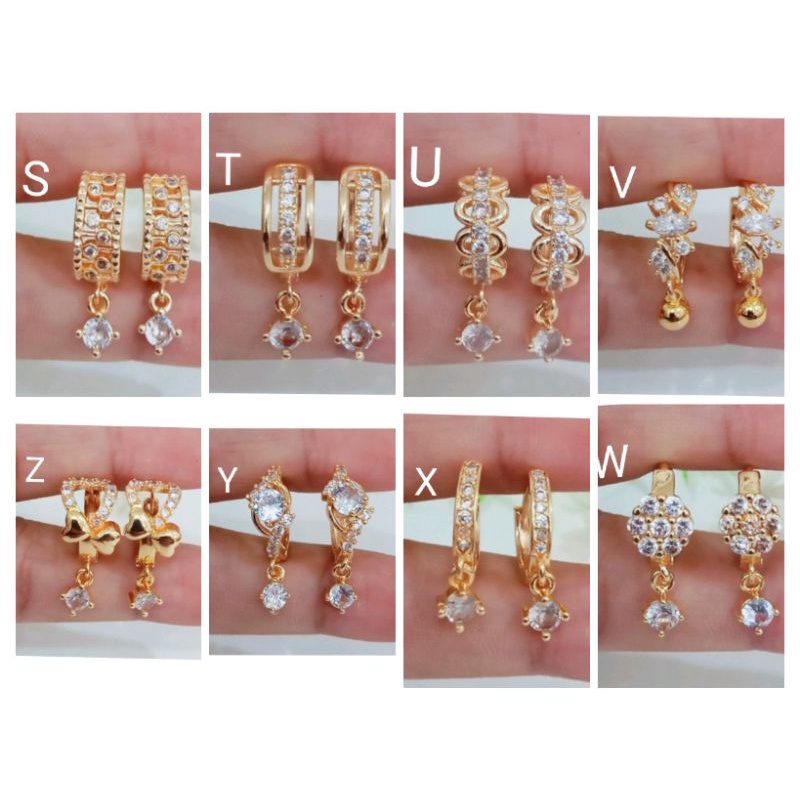 Rsdrj213. Anting xuping wanita lapis emas dgn mata zircon