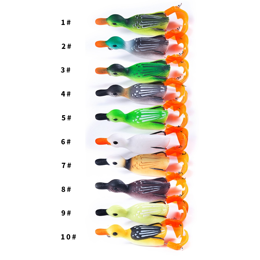 Hengjia 1pc Umpan Pancing Plastik Tiruan Bentuk Bebek Bermata 3d Eyes Rotasi Fishing bait 8.5cm/11.5g Propeller Flipper Duck Fishing Lure Umpan Buatan 10 Warna Kaki Berputar Katak Sinar Ducking Frog Lure