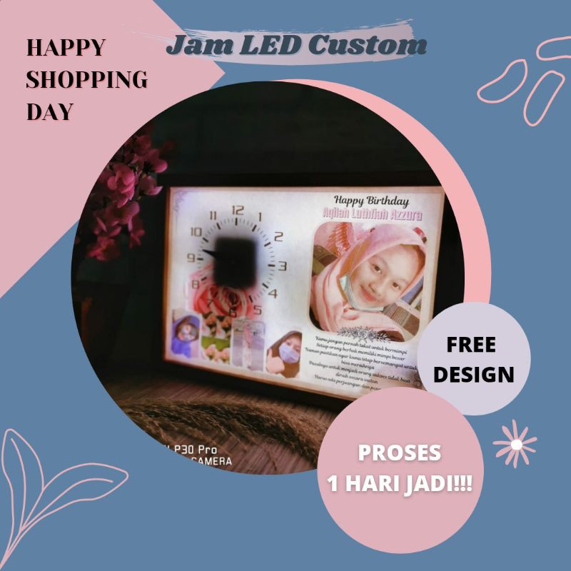 Lampu Hias Akrilik Jam Custom Foto Kado Pernikahan Anniversary Murah Dekorasi Rumah Spesial Wisuda