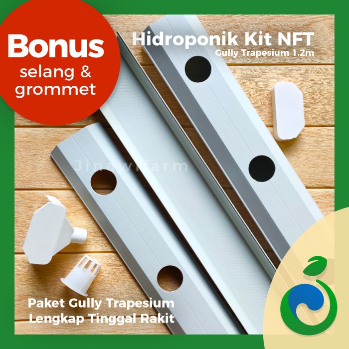 Set Hidroponik Kit NFT Gully Trapesium Talang 1.2 meter 30 lubang