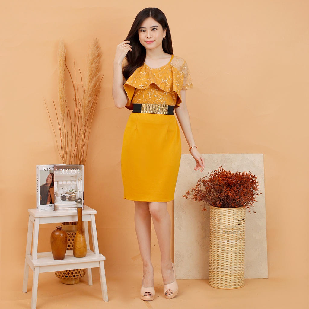 Kathryn collection # 159, Dres span scuba import premium kombinasi tile gliter mutiara free belt