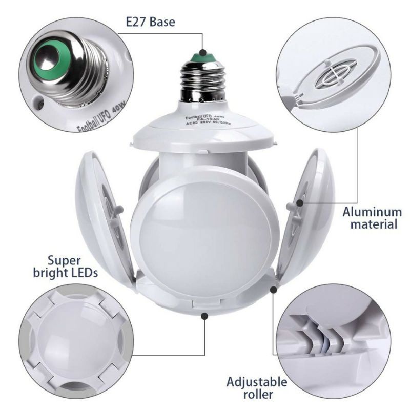 LAMPU BOHLAM LED WHITE MODEL UFO FOOTBAL 40W SUPER TERANG PUTIH