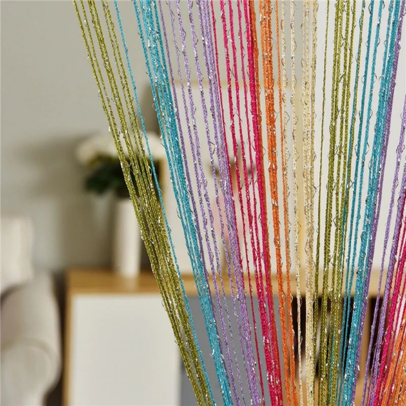 gorden pintu kamar rumbai String original impor benang gliter rumah tangga ruang tamu keluarga tirai