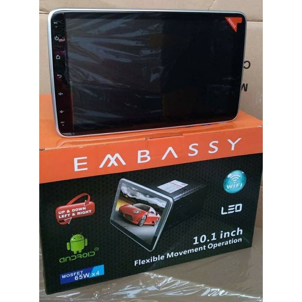 Head Unit ANDROID Embassy 10.1 Inch Double Din Ram 2Gb / 32Gb Rotari manual Free bonus Camera Parkir