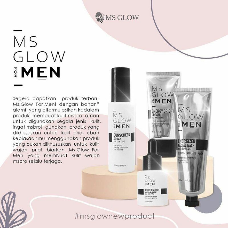 Miffglow - MsGlow For men paket basic dan complete Ms GLOW MEN krim laki laki, perawatan wajah pria