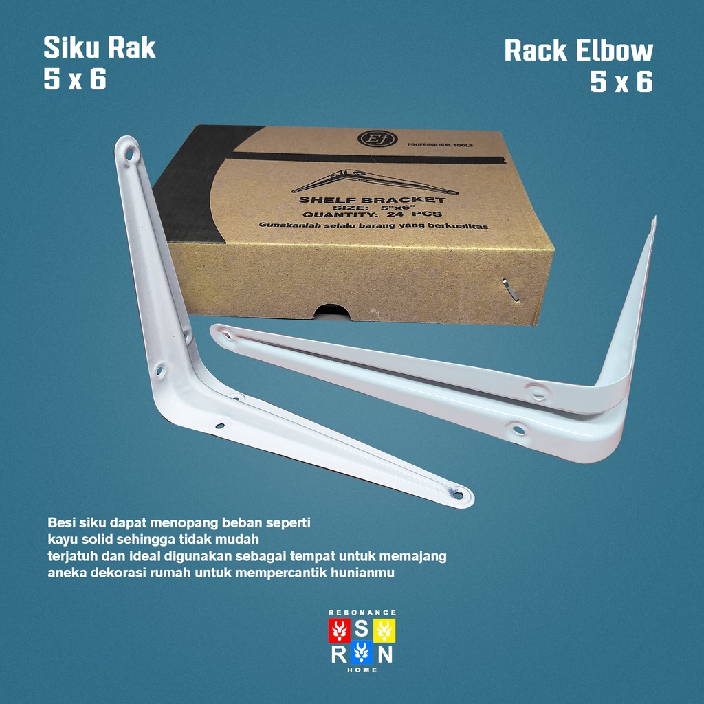 Siku Rak Besi L Putih Uk. 5x6 Inch l Shelf Bracket l Penyangga Ambalan Resonance Home