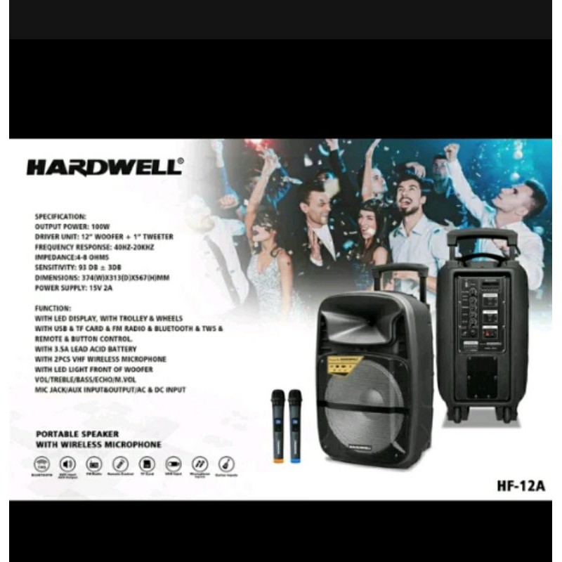 Speaker Portable Wireless Meeting Hardwell HF12A/HF 12A 12 inci USB-BLUETOOTH