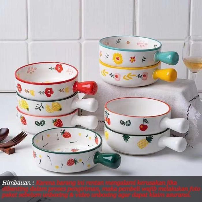 Mangkuk | Mangkok Piring Keramik Korea Unik Lucu Korean Ceramic Bowl Motif Bunga
