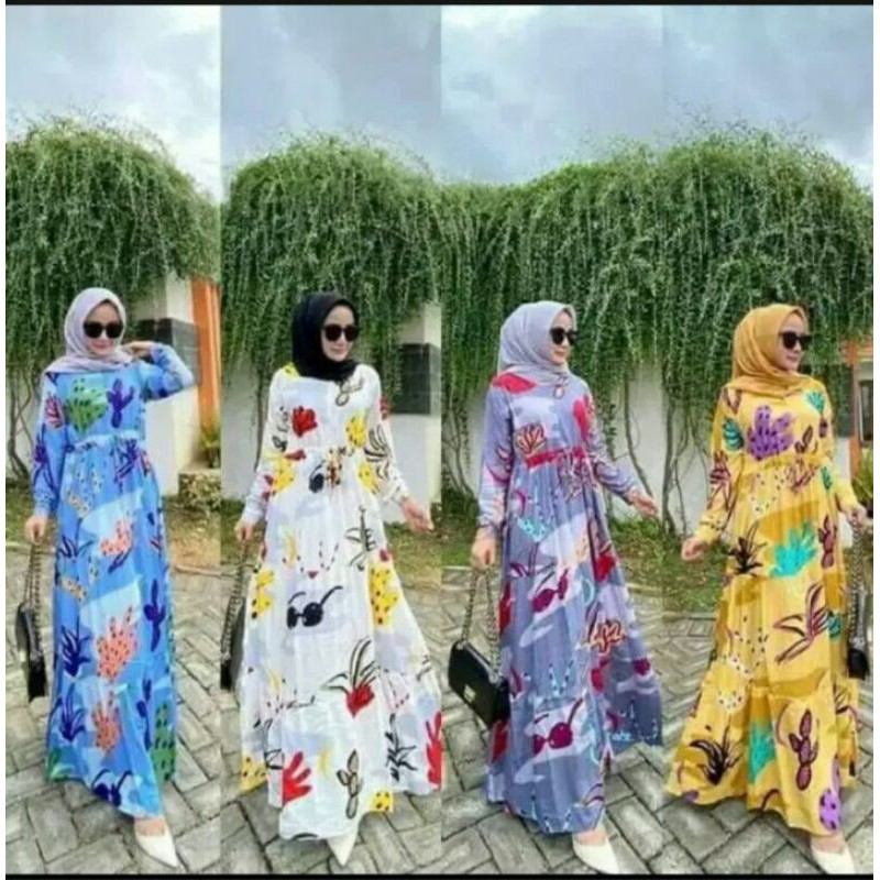 Setcel baju kaktus bahan hyget gamis
