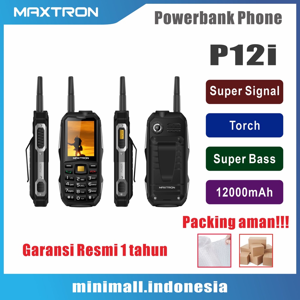 MAXTRON P12i- HP Antena - HP Powerbank - Bluetooth Speaker - HP MAXTRON P12i - HP GUNUNG
