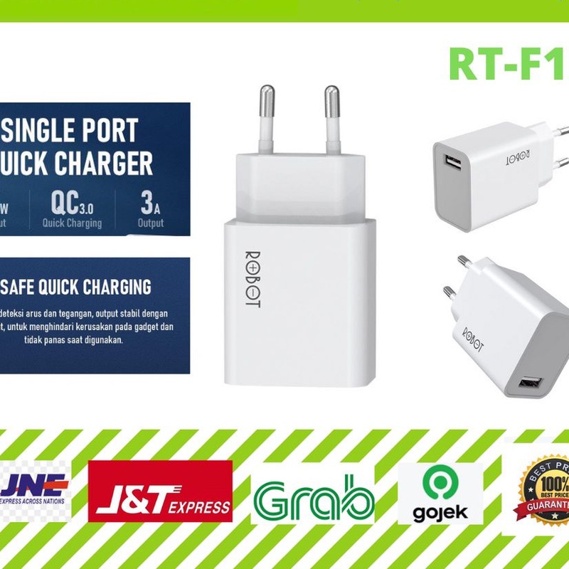 BATOK CHARGER ROBOT RT-F1 1USB QUICK CHARGER SINGLE PORT 3A 18W (NON KABEL)