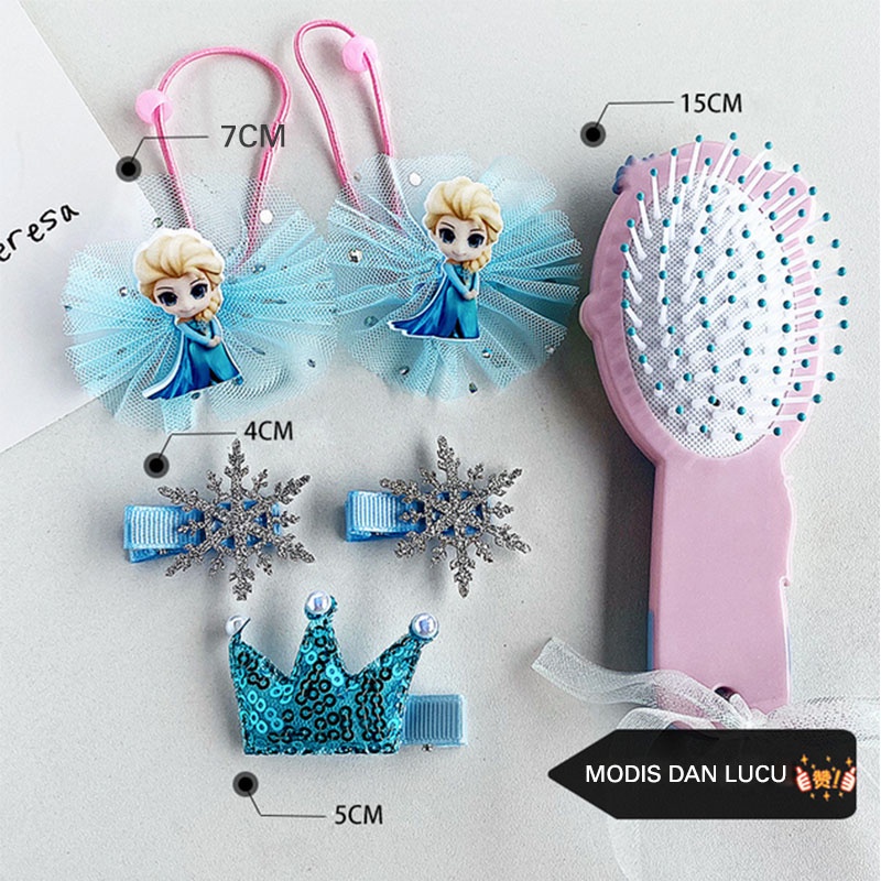 SET SISIR RAMBUT AKSESORIS JEPIT RAMBUT ANAK PEREMPUAN MOTIF ELSA FROZEN HIASAN RAMBUT AK145